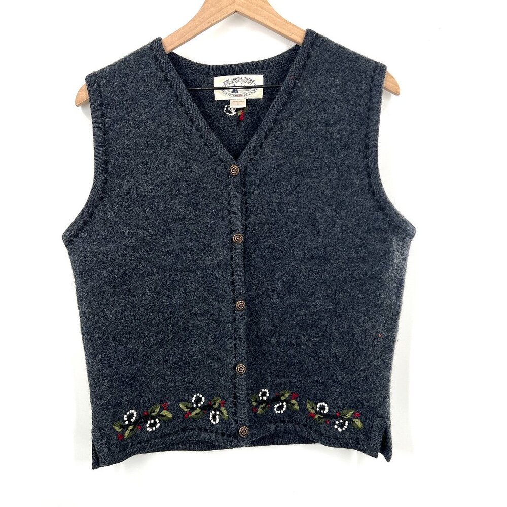 The Acadia Shops national park Bar Harbor Maine 100% wool vest coastal grandma L